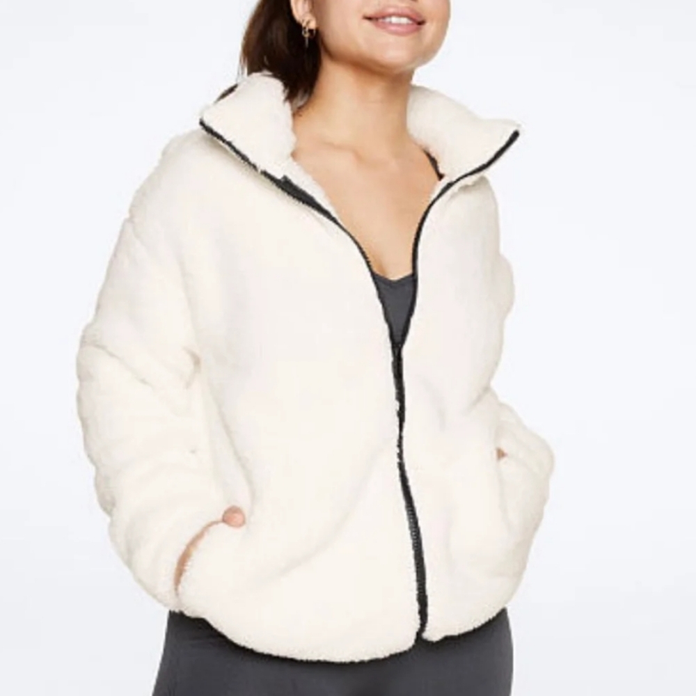 - New VS Pink Full-zip Teddy Sweater